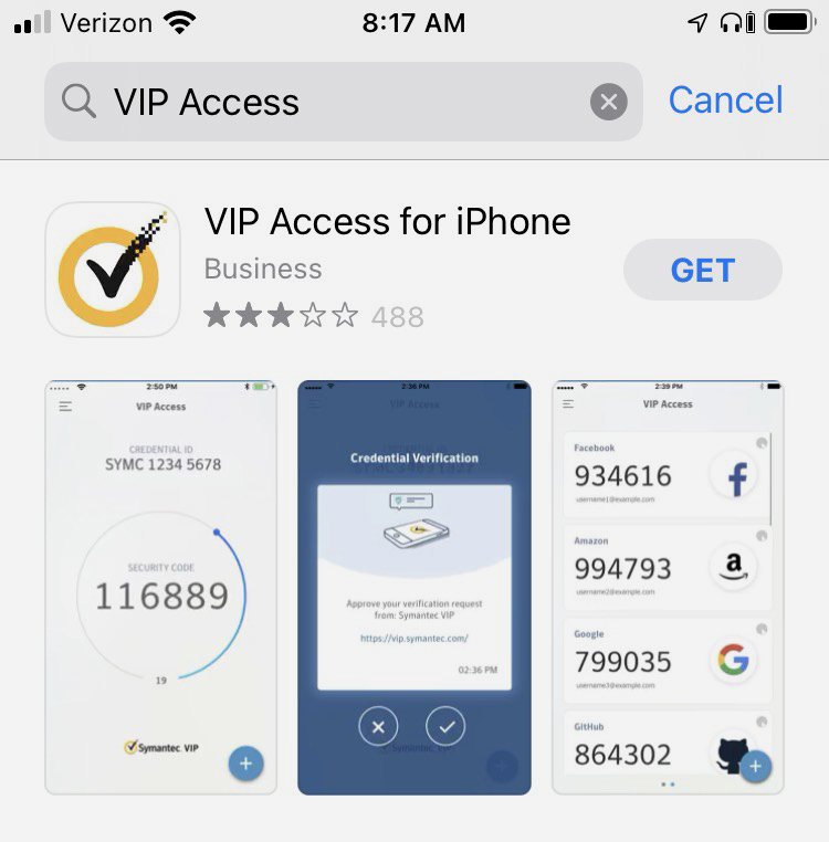 vip access for iphone